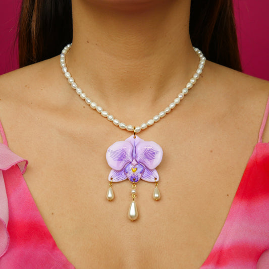 ORCHID PEARL necklace - purple (unique piece)