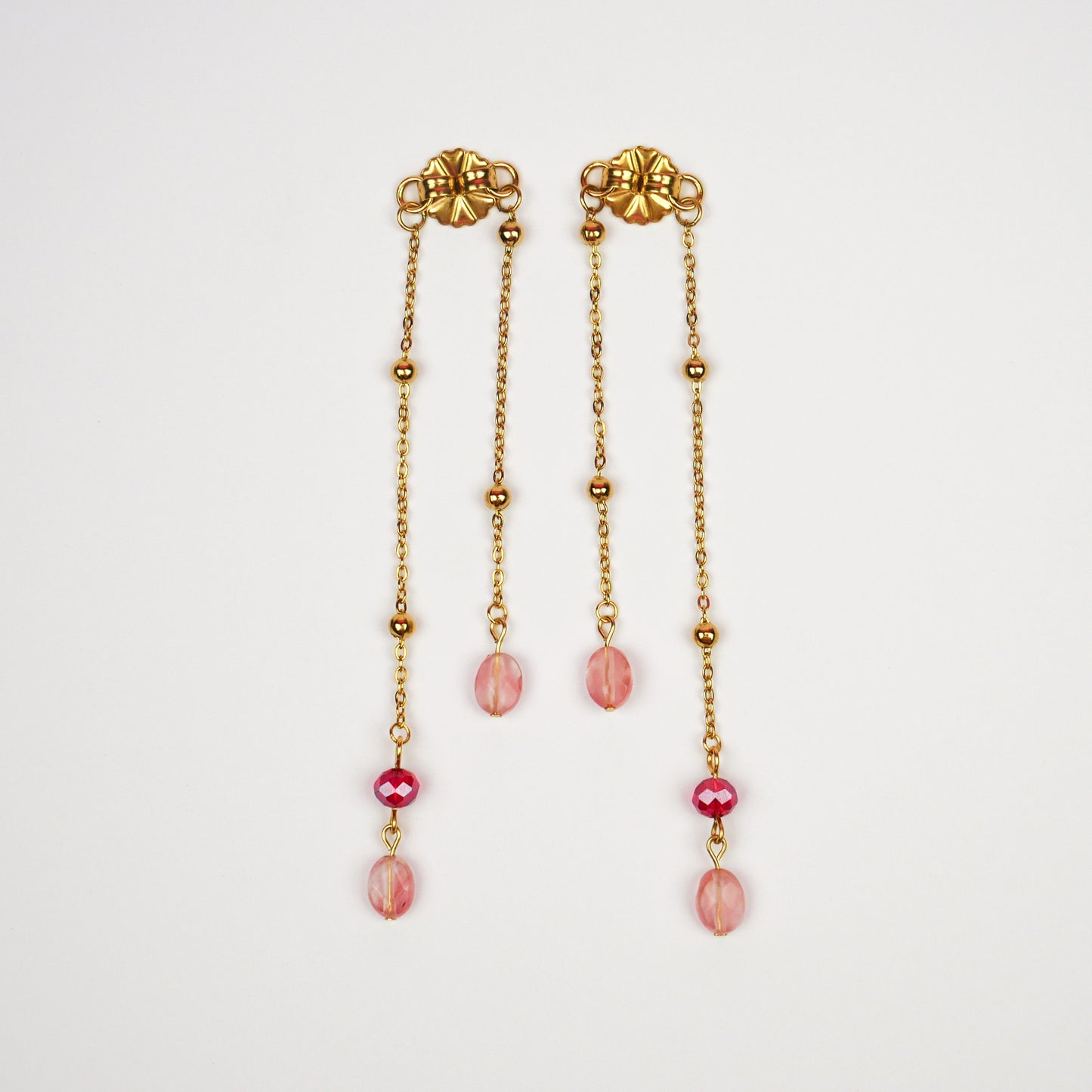 EARRINGS ADD-ON: LONG PENDANT EARRING BACKS - pink pearls