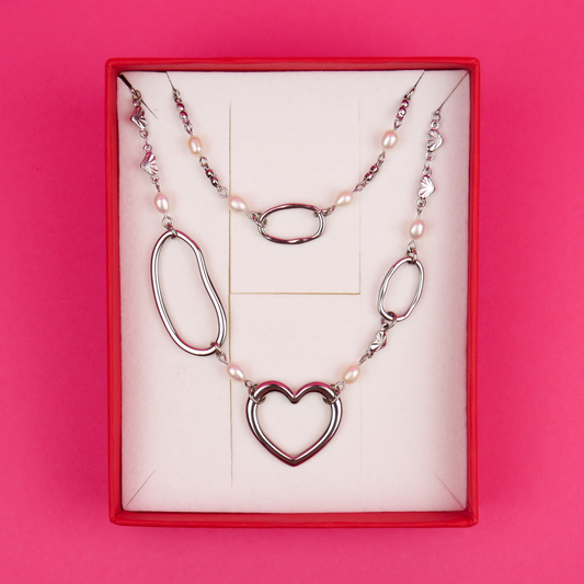 IDYLLE - coffret argenté (collier & bracelet)