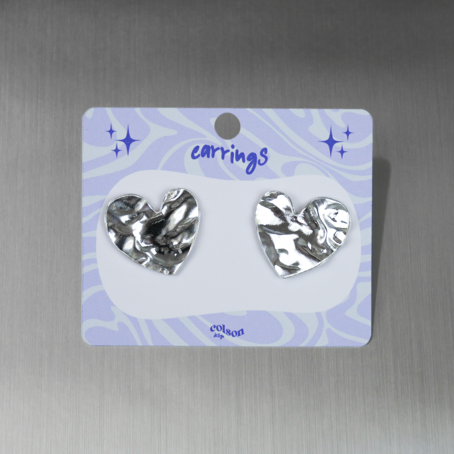 HEART STUD - textured silver