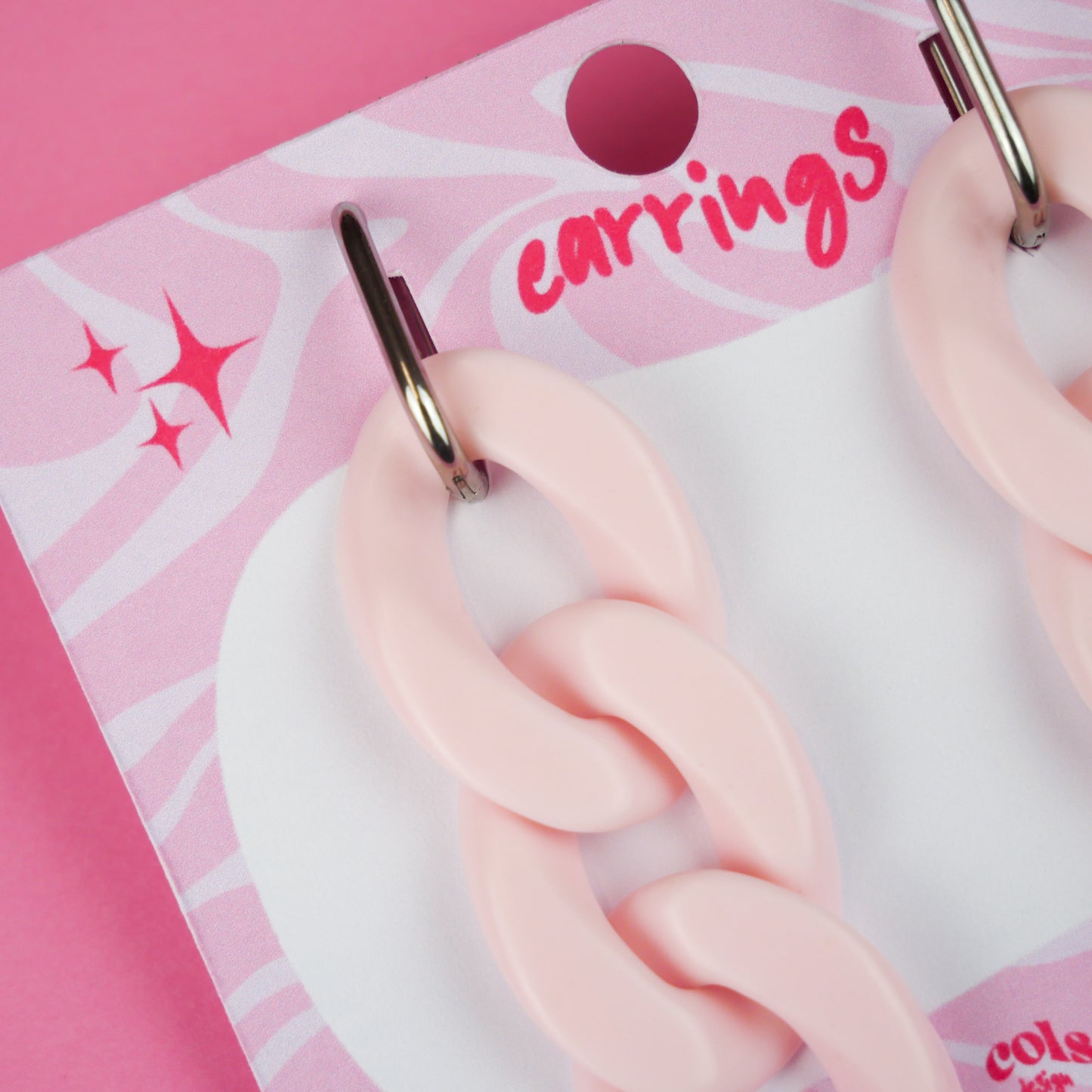 ACRYLIC CHAIN EARRINGS - pale pink