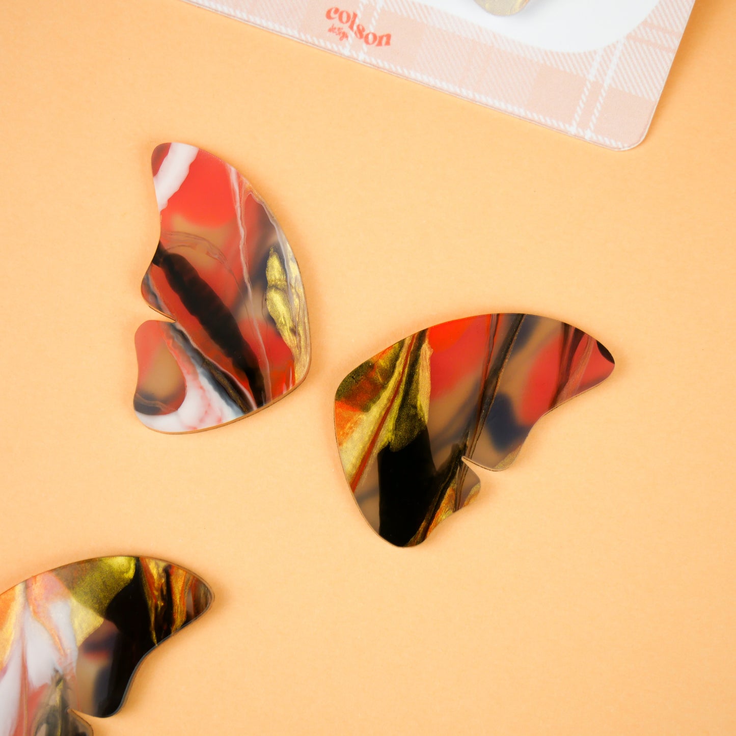 BUTTERFLY STUDS - orange swirl