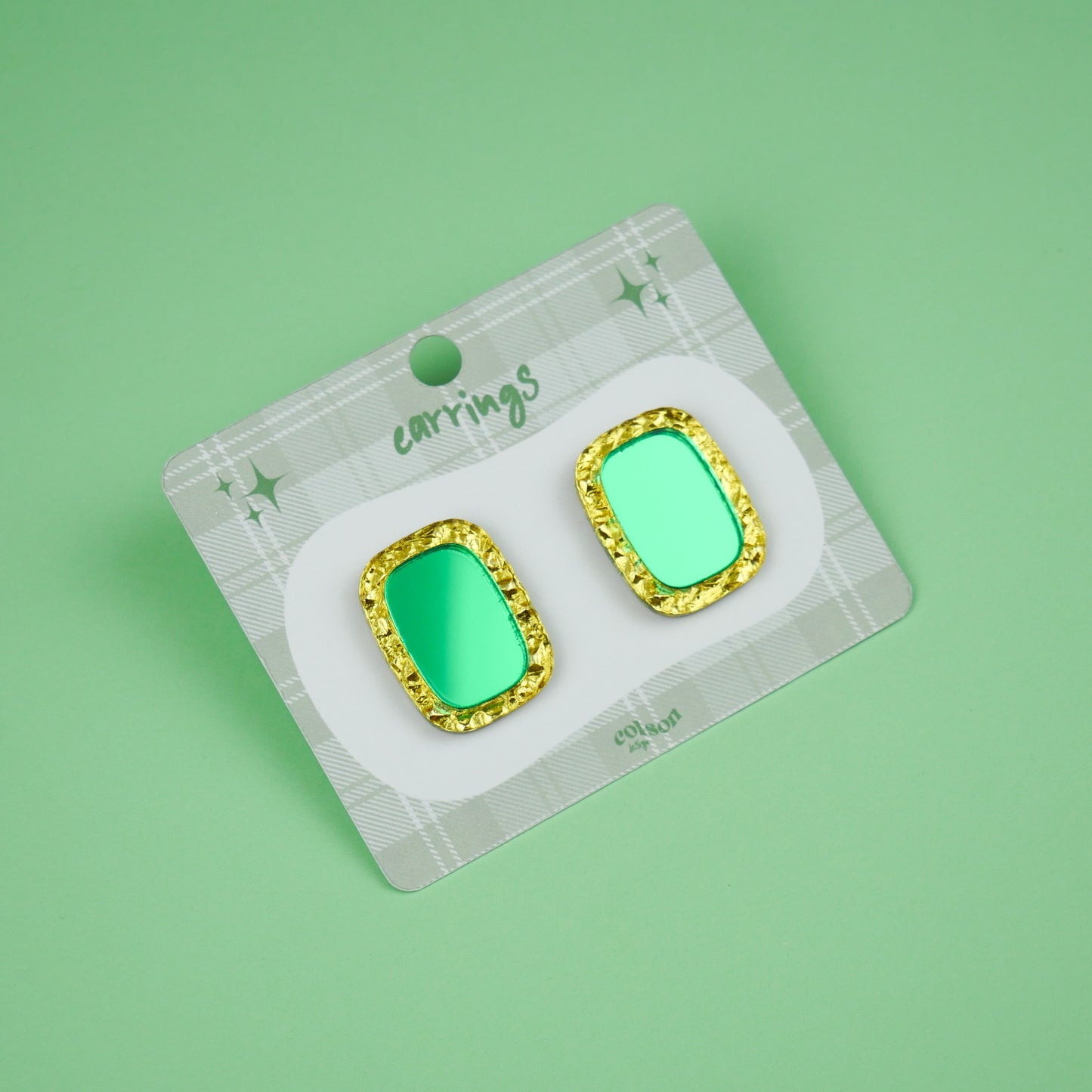 ANTIQUE STUDS - green mirror