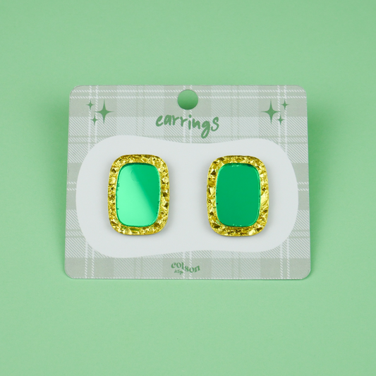 ANTIQUE STUDS - green mirror