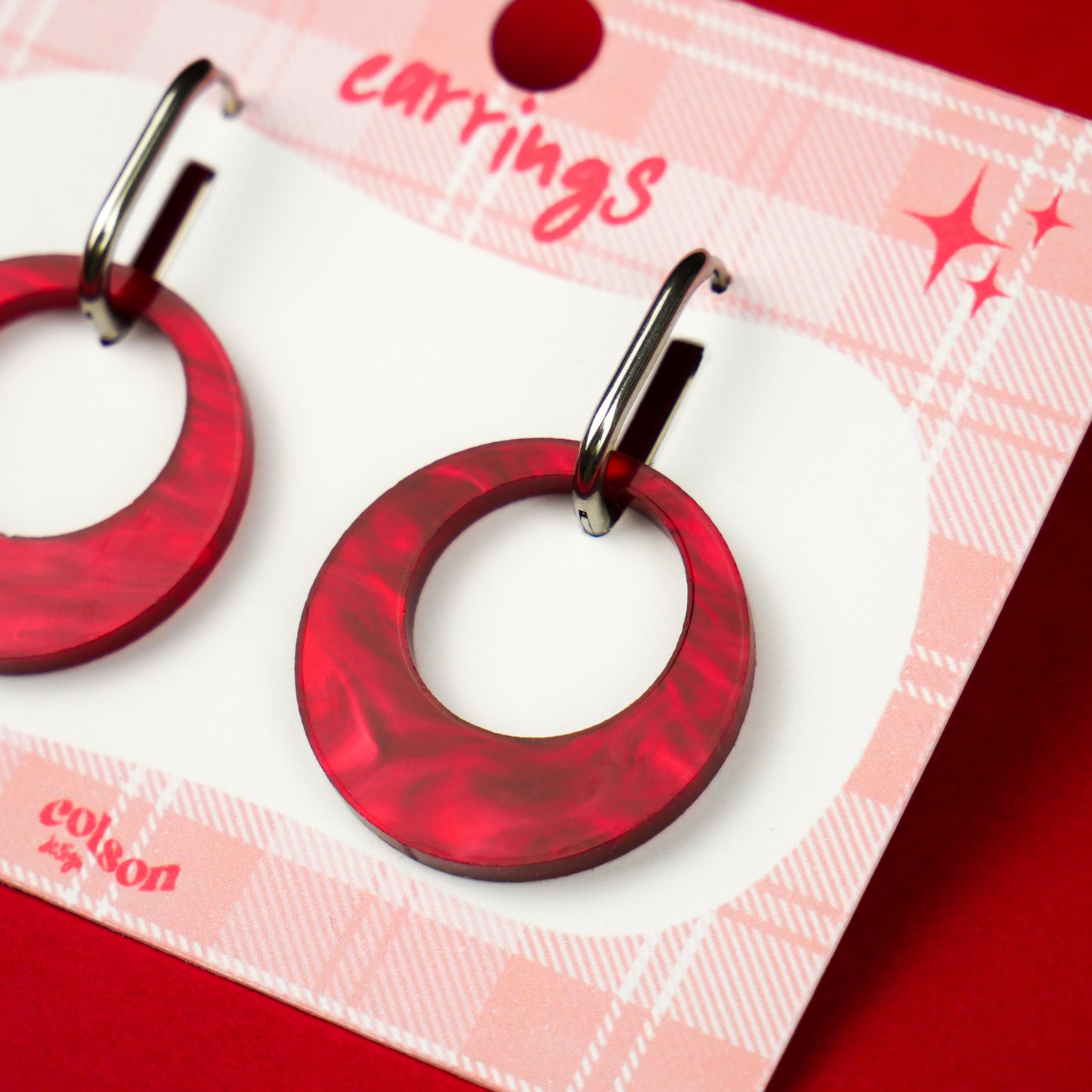ROUND DANGLE - red marble