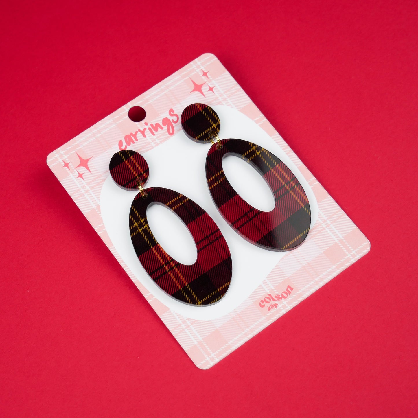 RETRO OVAL - red tartan