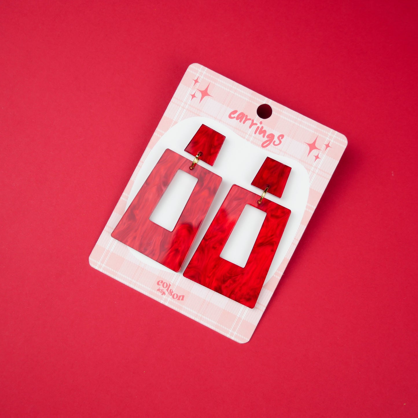 BOX HOOPS - red marble