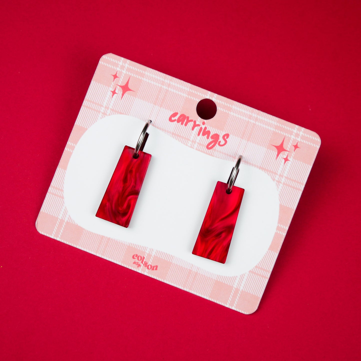 BOX DANGLE - red marble