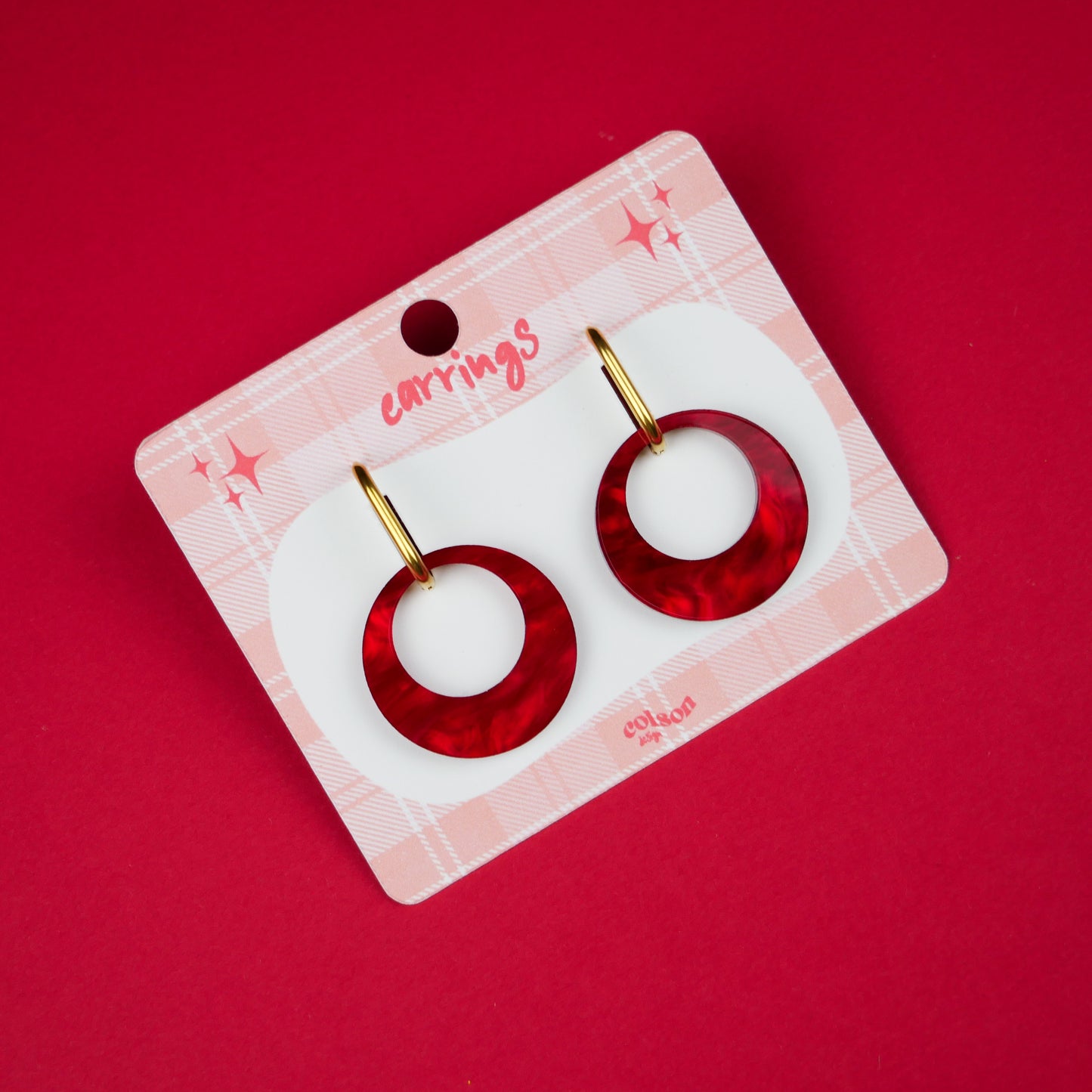 ROUND DANGLE - red marble
