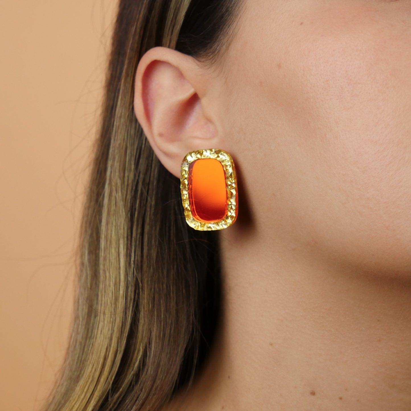 ANTIQUE STUDS - orange mirror