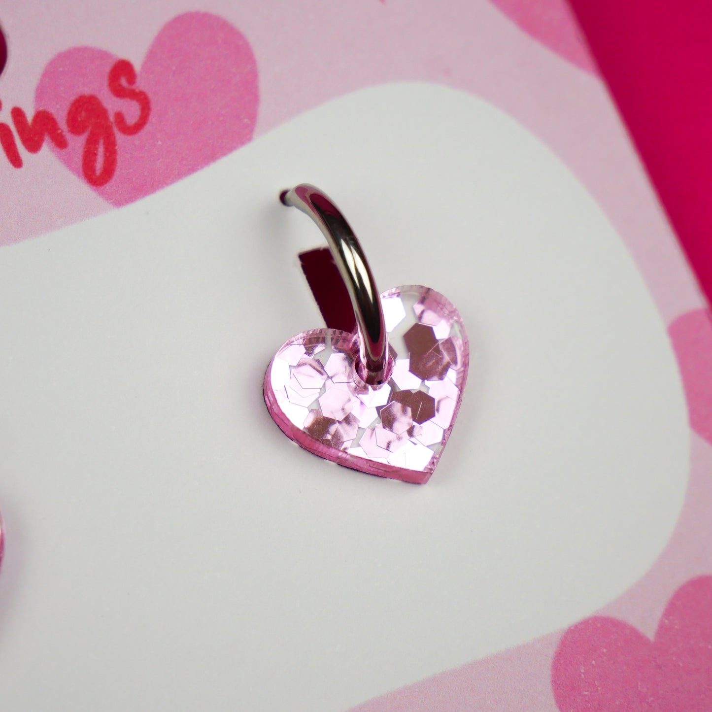 DAINTY HEART - pink glitter