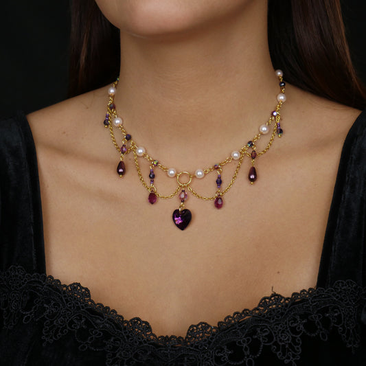 AMETHYST WITCH - gold necklace (unique piece)