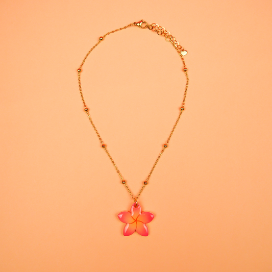 LITTLE PLUMERIA necklace - fiery orange