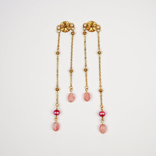 EARRINGS ADD-ON: LONG PENDANT EARRING BACKS - pink pearls