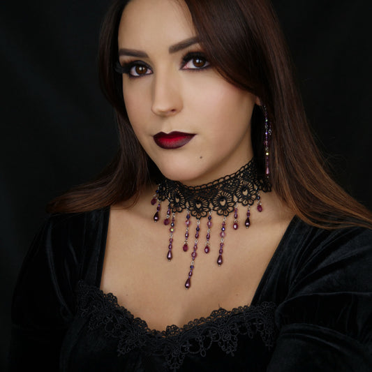 AMETHYST WITCH - black lace choker (unique piece)