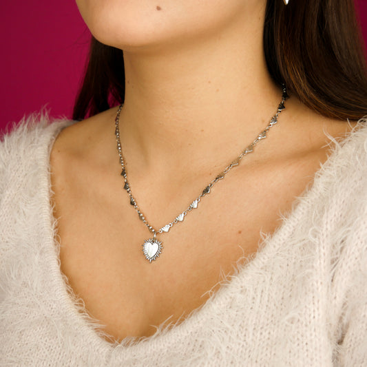 SECRET HEART - silver necklace