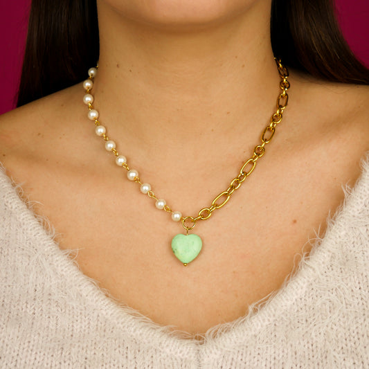 GREEN HEART - necklace (gold or silver)