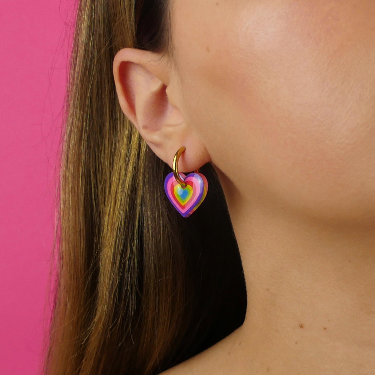 RAINBOW HEART - boucles d'oreilles