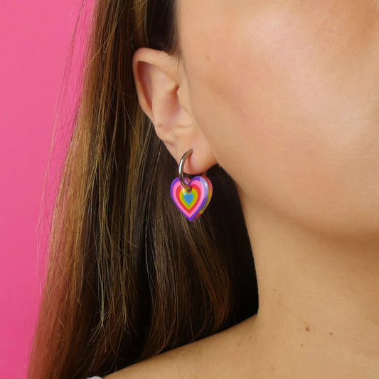 RAINBOW HEART - boucles d'oreilles