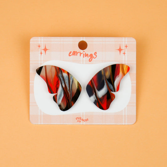 BUTTERFLY STUDS - orange swirl