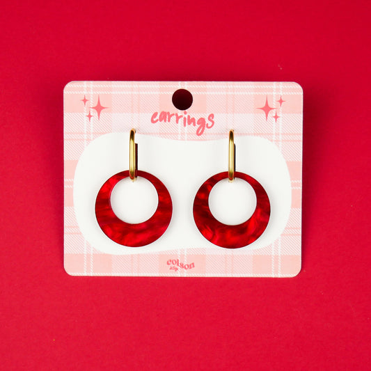 ROUND DANGLE - red marble