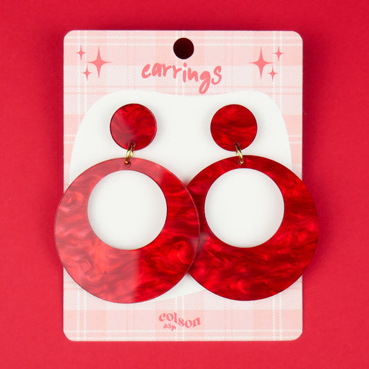 ROUND HOOPS - rouge marbré