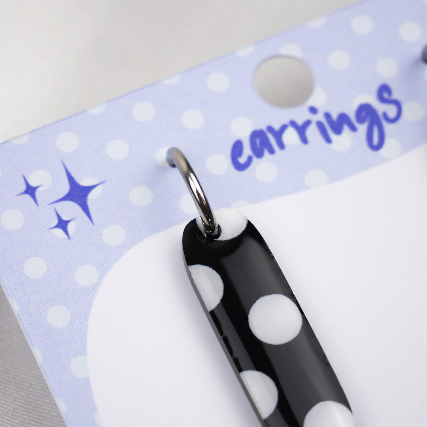 LONG DANGLE - black polka dot