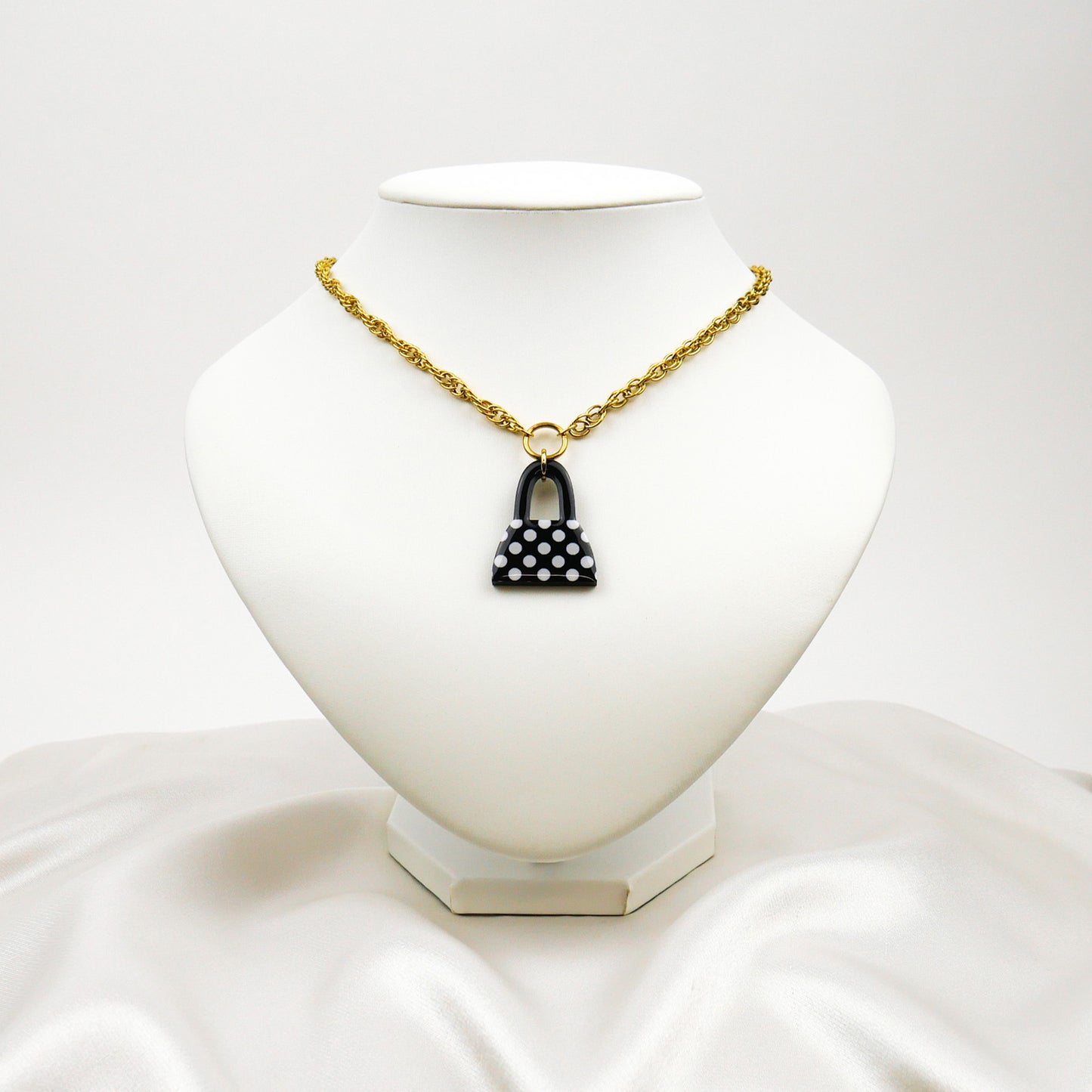 PURSE FIRST necklace - black polka dot