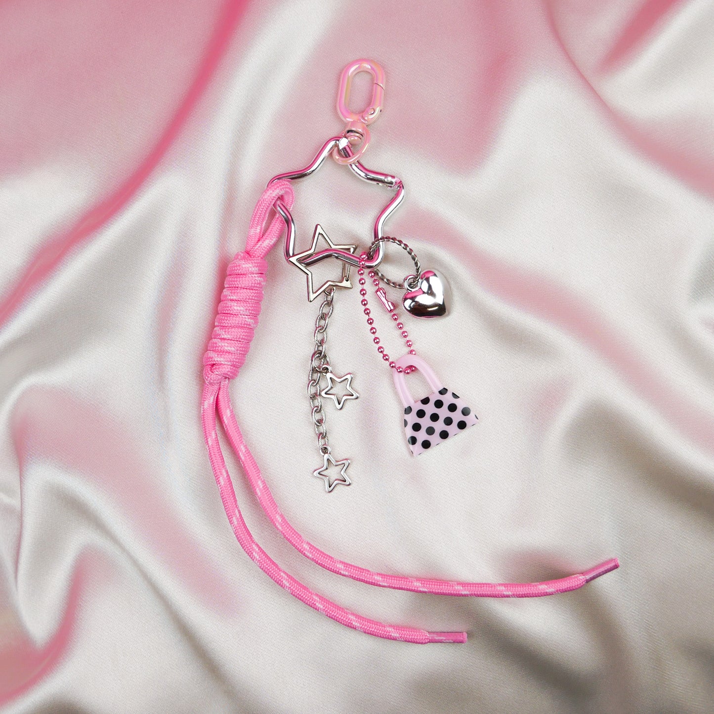 BAG CHARM Nº8 - pink & silver