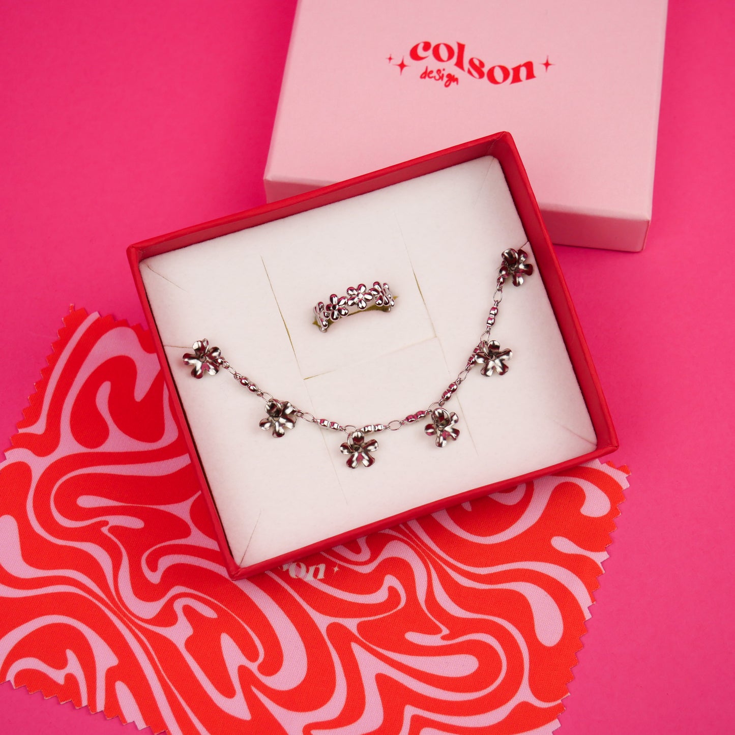 FLORA - silver set (bracelet & ring)