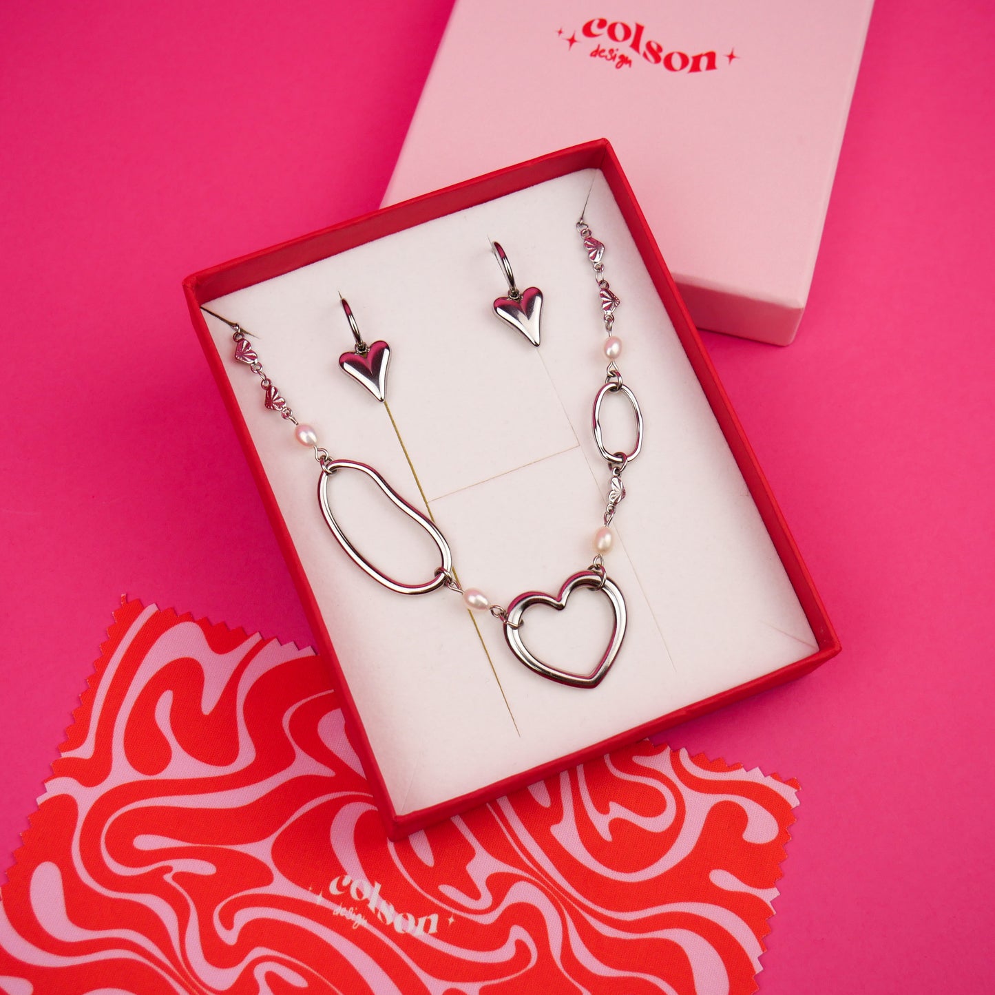 SMITTEN - silver set (necklace & earrings)