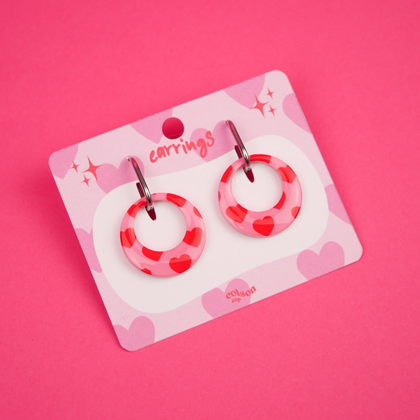 ROUND DANGLE - heart print