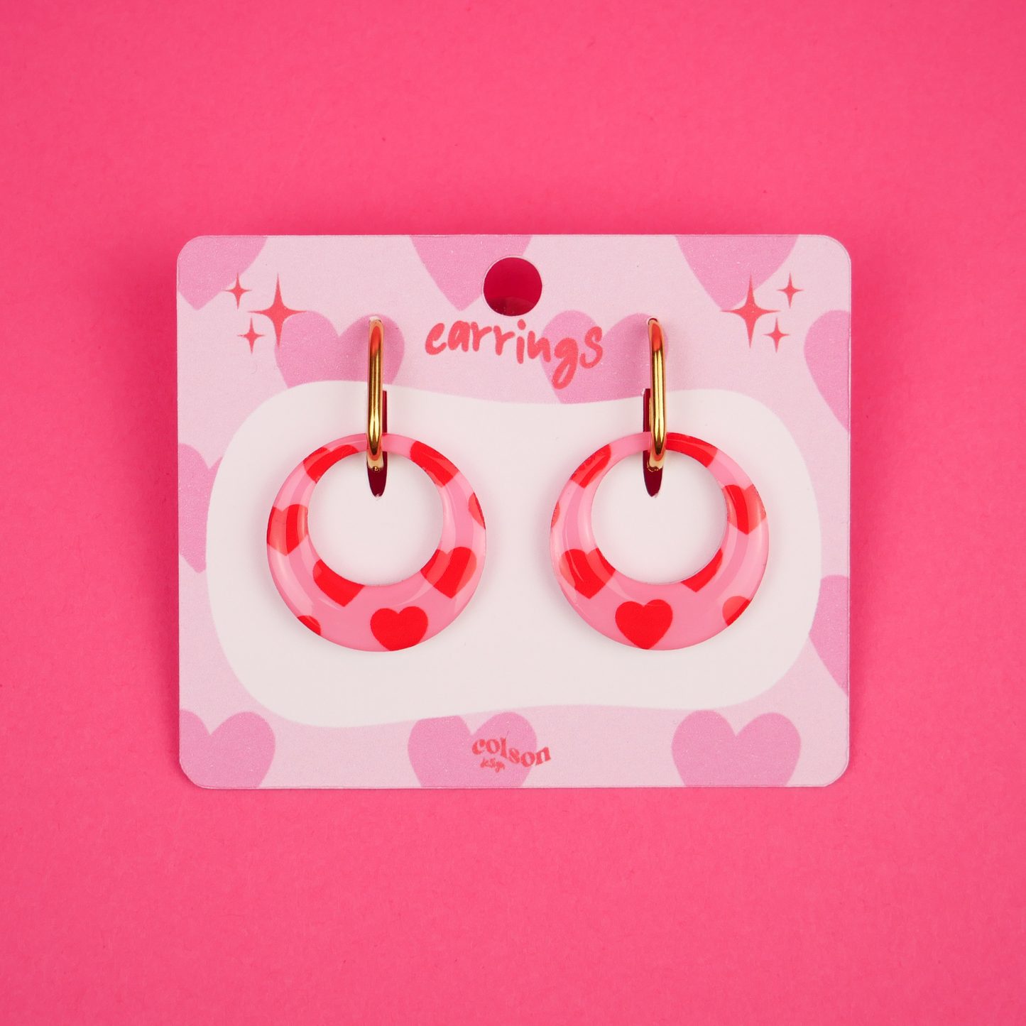 ROUND DANGLE - heart print