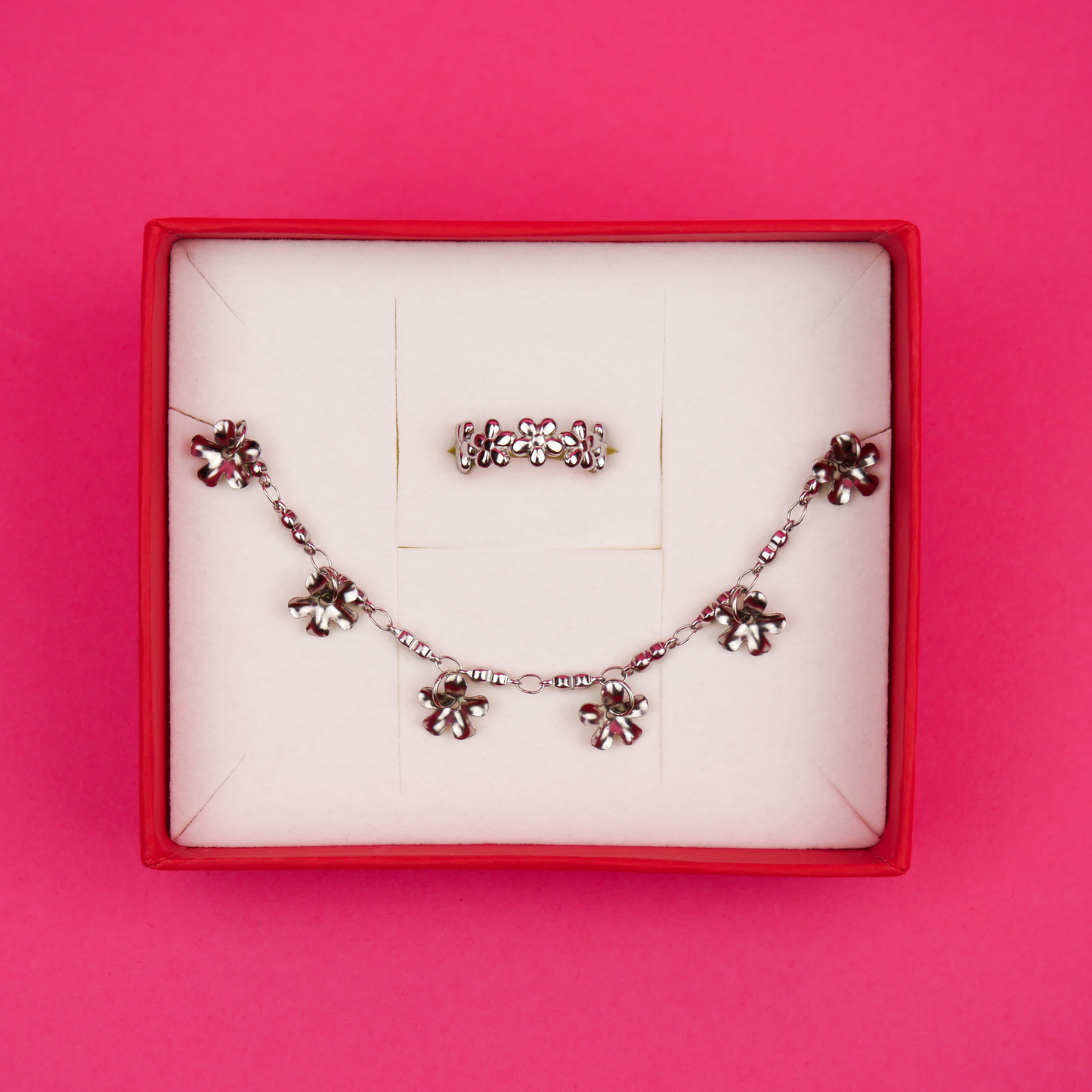 FLORA - silver set (bracelet & ring)