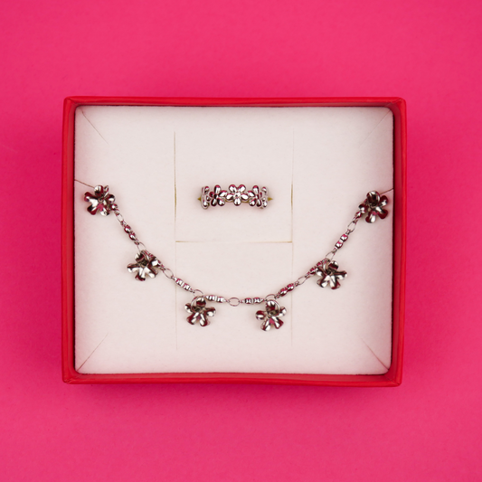 FLORA - coffret argenté (bracelet & bague)