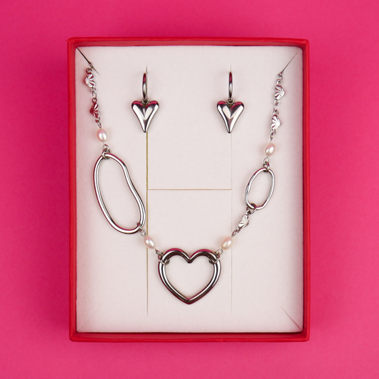 SMITTEN - silver set (necklace & earrings)