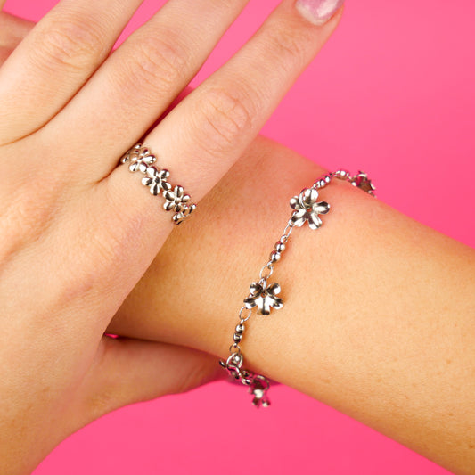FLORA - silver set (bracelet & ring)