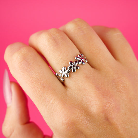 FLORA - silver adjustable ring