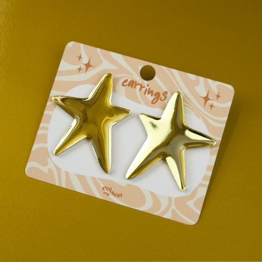 MELTED STAR STUD - gold