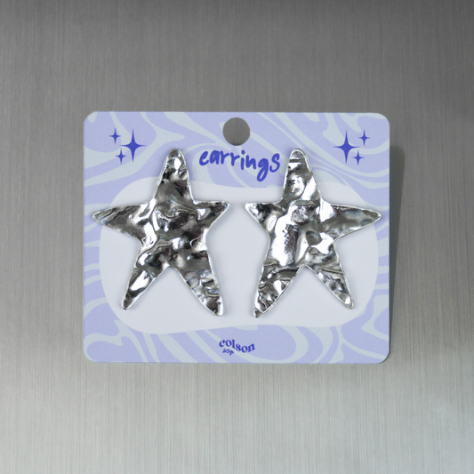 STAR STUD - textured silver