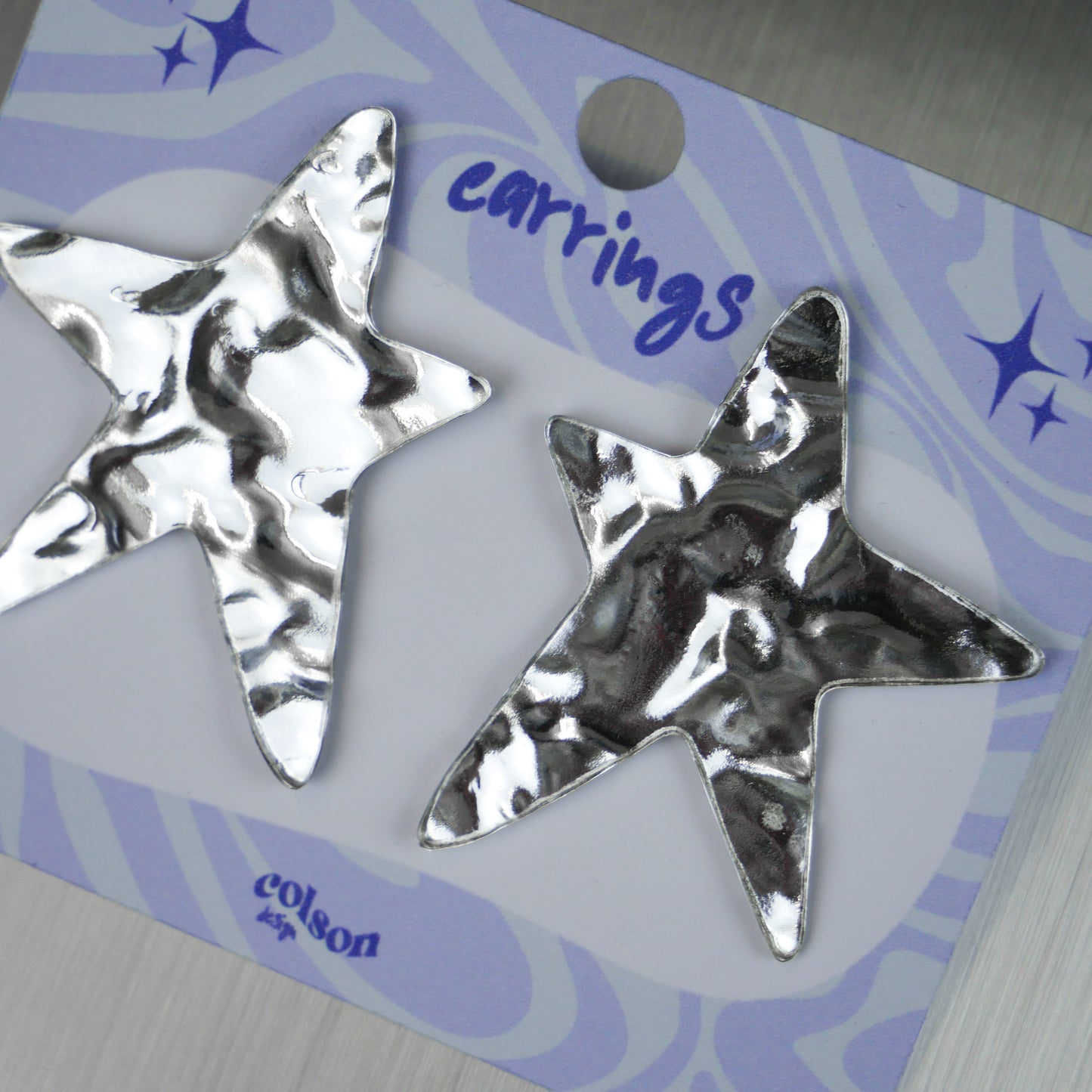 STAR STUD - textured silver