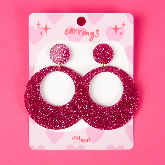 ROUND HOOPS - paillettes rose fuchsia