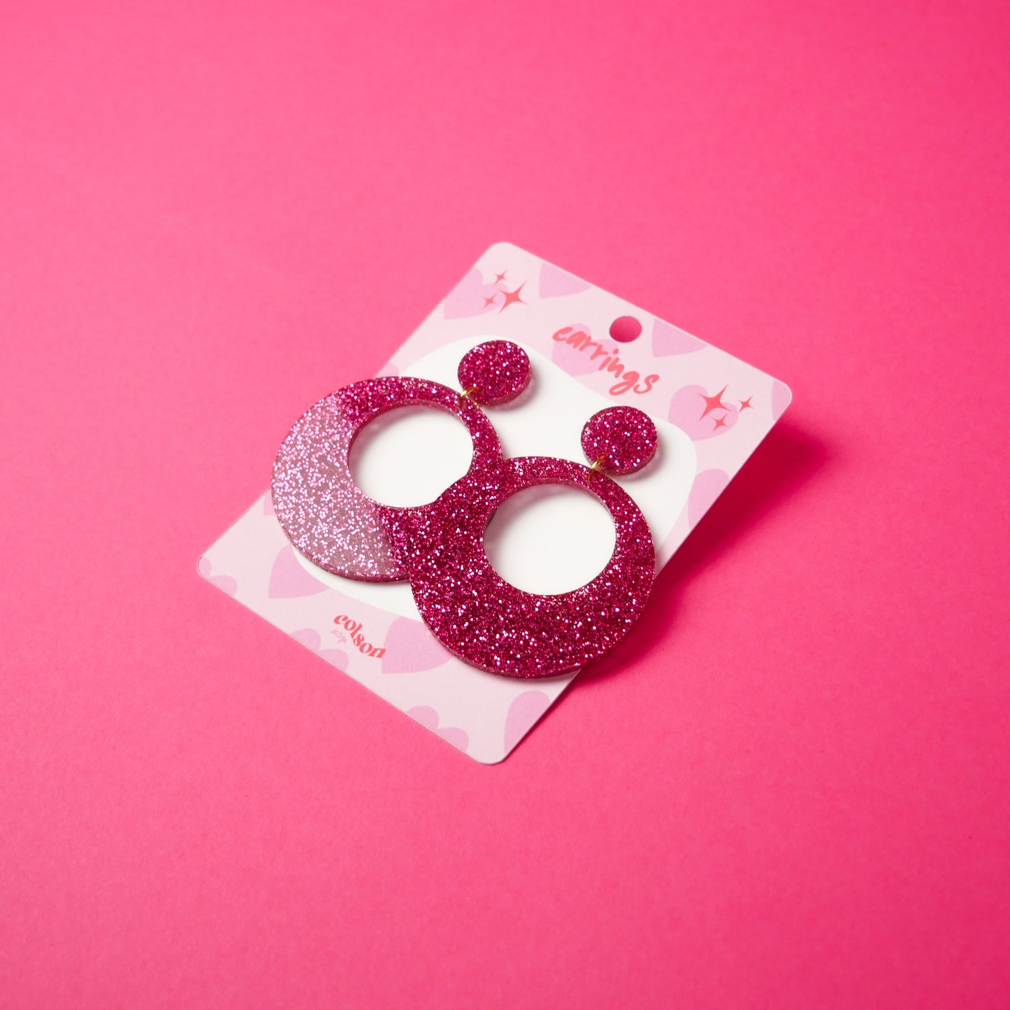 ROUND HOOPS - hot pink glitter