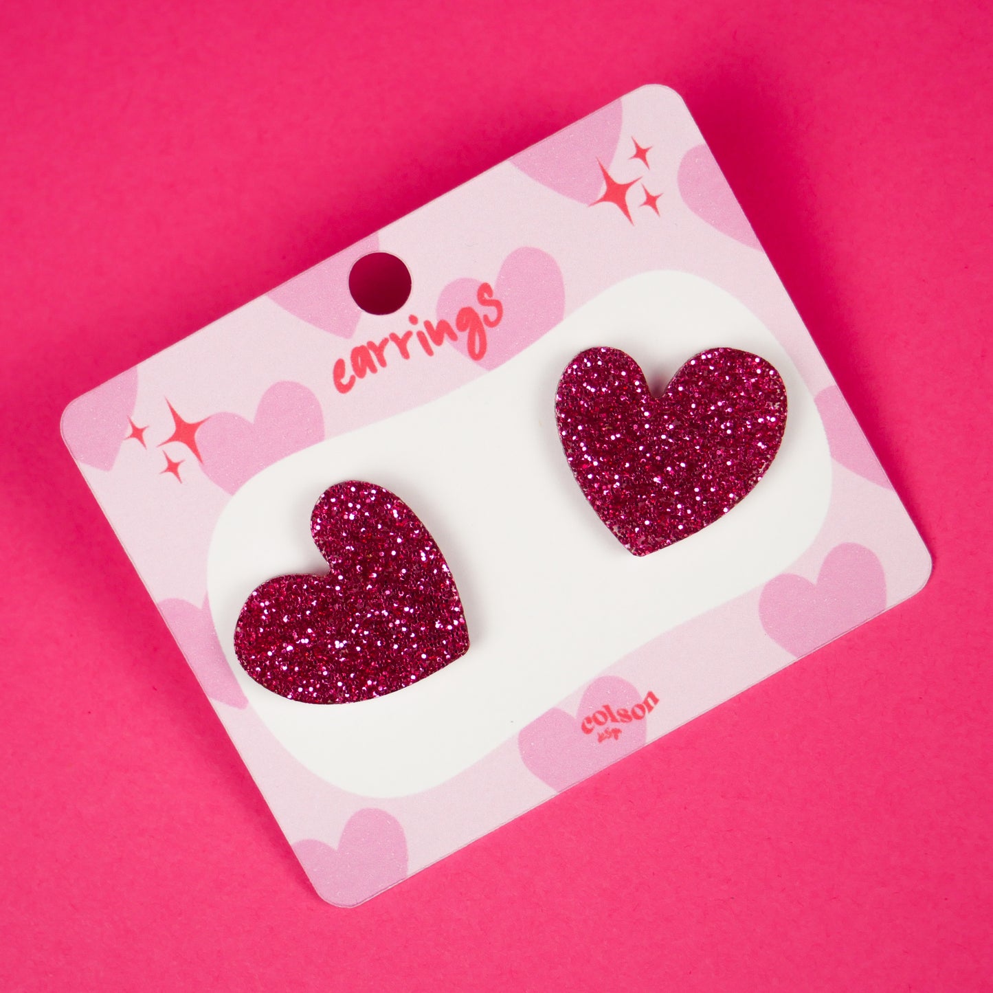 HEART STUDS - paillettes rose fuchsia