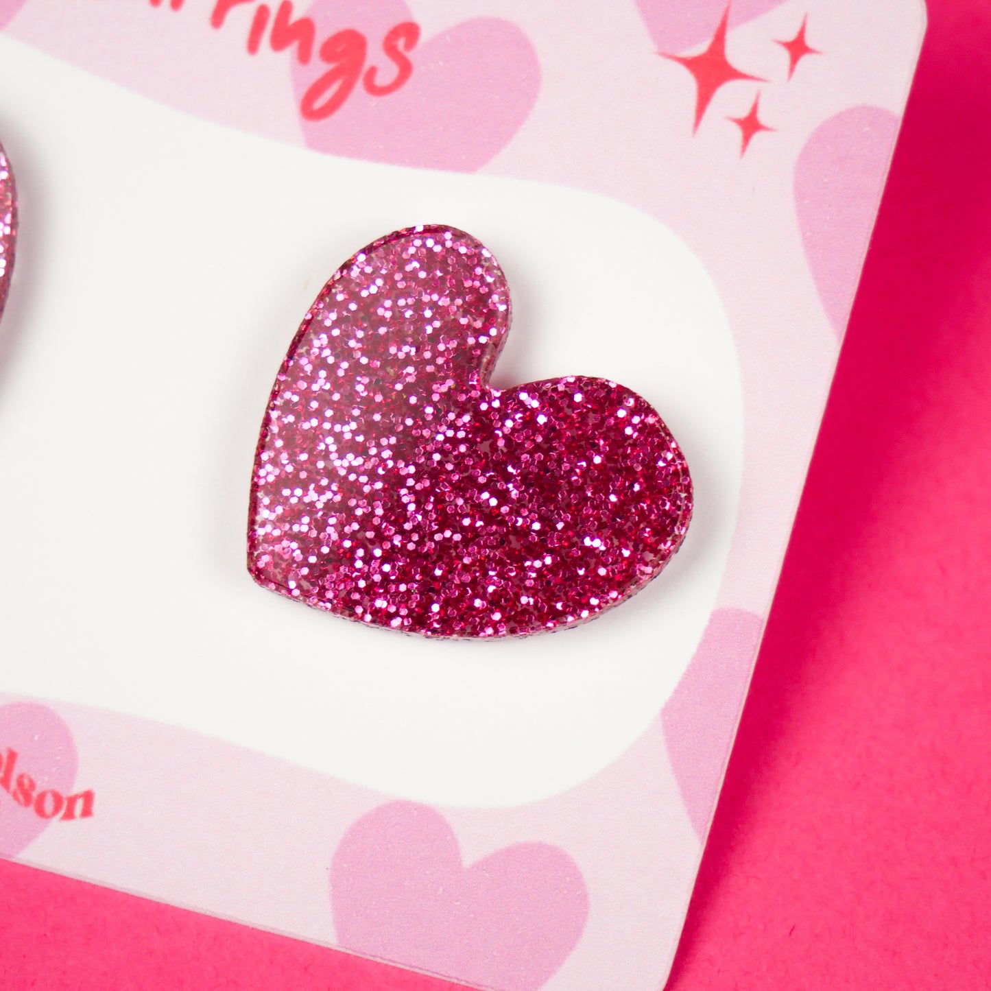 HEART STUDS - paillettes rose fuchsia