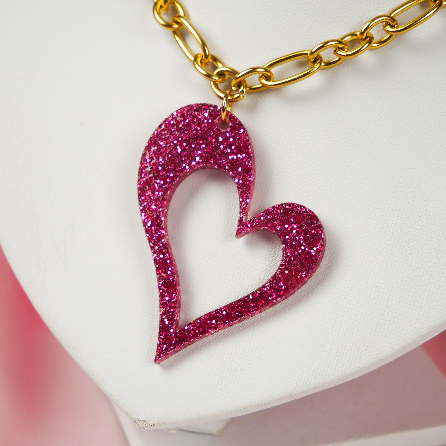 Funky Heart - Hot Pink Glitter