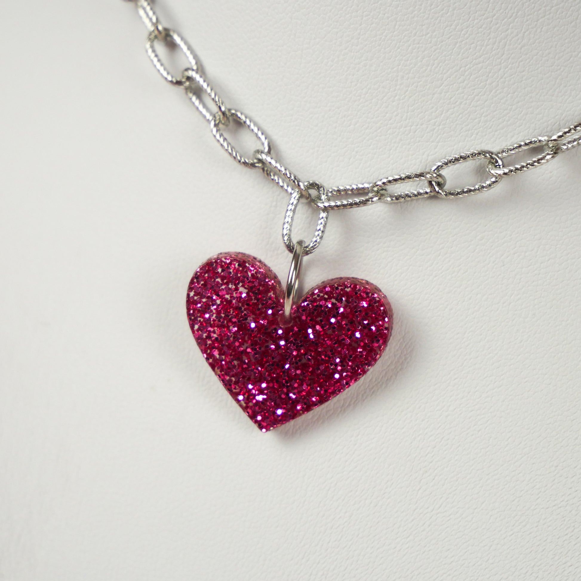 Heart S - Hot Pink Glitter