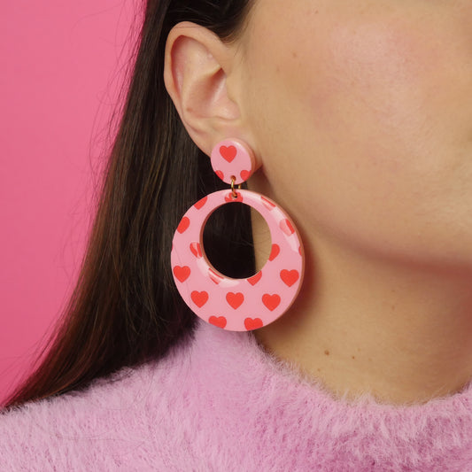 ROUND HOOPS - heart print