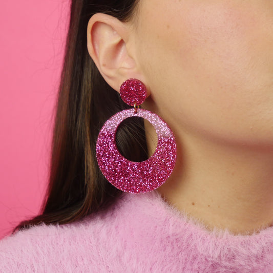 ROUND HOOPS - paillettes rose fuchsia