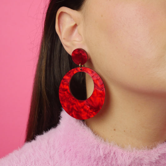 ROUND HOOPS - rouge marbré